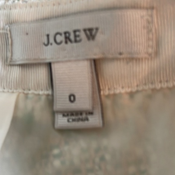 J. Crew Green White Metallic Tweed Fringe Mini Skirt Sz 0 - Picture 12 of 15